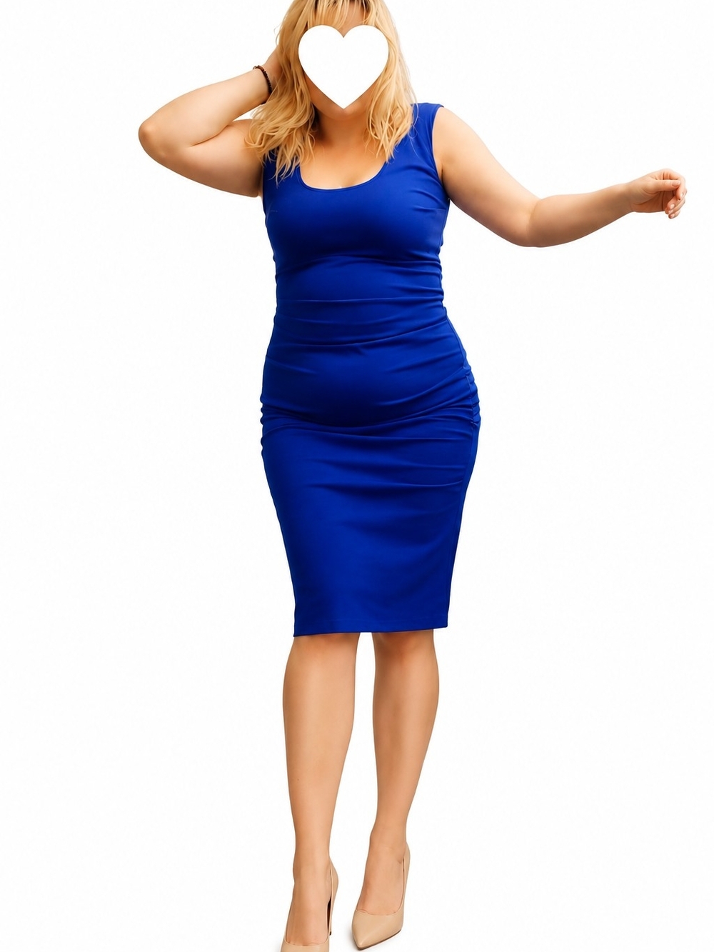 Le Château Royal Blue Ruched Sheath Dress – Size L/G